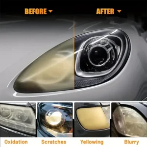 Tiworld Automotive Headlamp Restoration Fluid, oxidized and yellowed automotive headlamps, blurring enhanced crystalline coating refurbisher