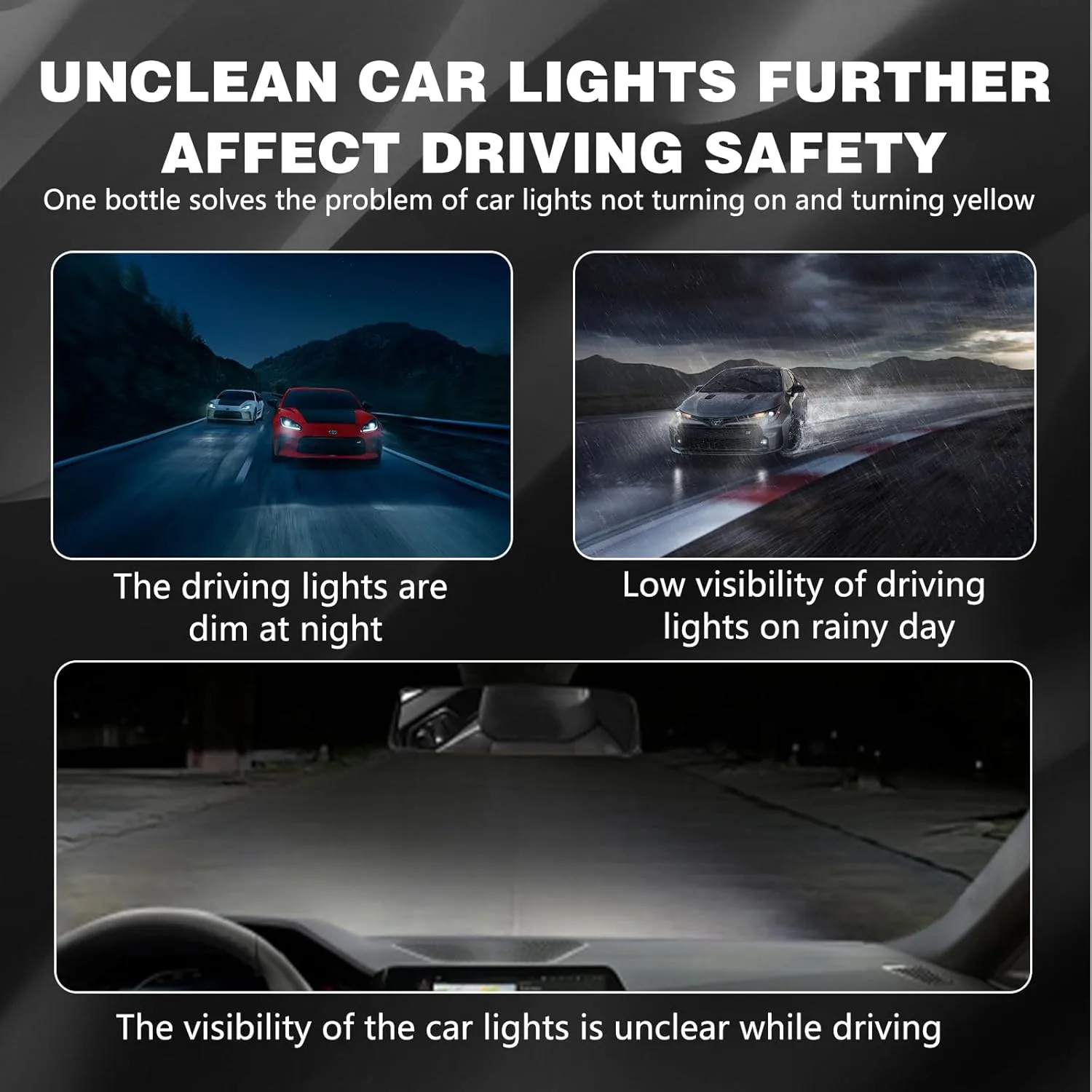 Tiworld Automotive Headlamp Restoration Fluid, oxidized and yellowed automotive headlamps, blurring enhanced crystalline coating refurbisher