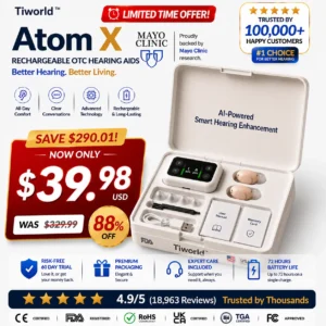 🔥 Final 2 Hours : Only Limited Stock Left🏆𝗧𝗶𝘄𝗼𝗿𝗹𝗱™ Atom X Smart Hearing Aids — Hear Clearly, Feel Confident Again 💖
