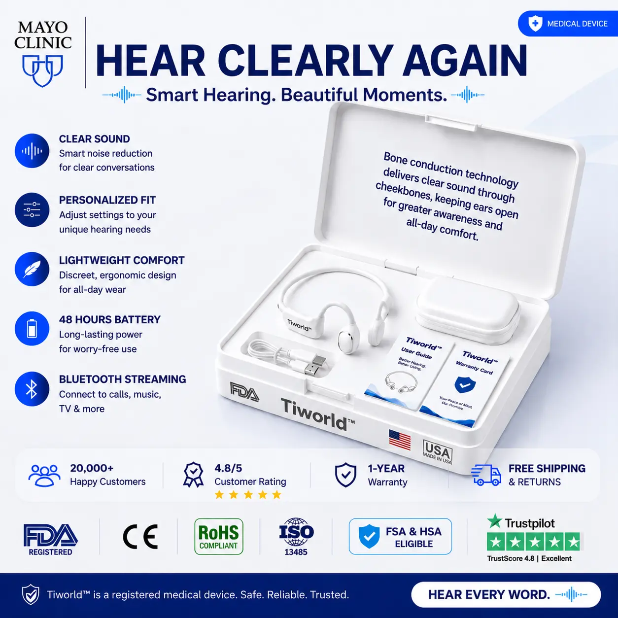 🔥 Final 2 Hours : Only Limited Stock Left🏆𝗧𝗶𝘄𝗼𝗿𝗹𝗱™ Bone Conduction Smart Hearing Headphones (Mayo Clinic Recommended)