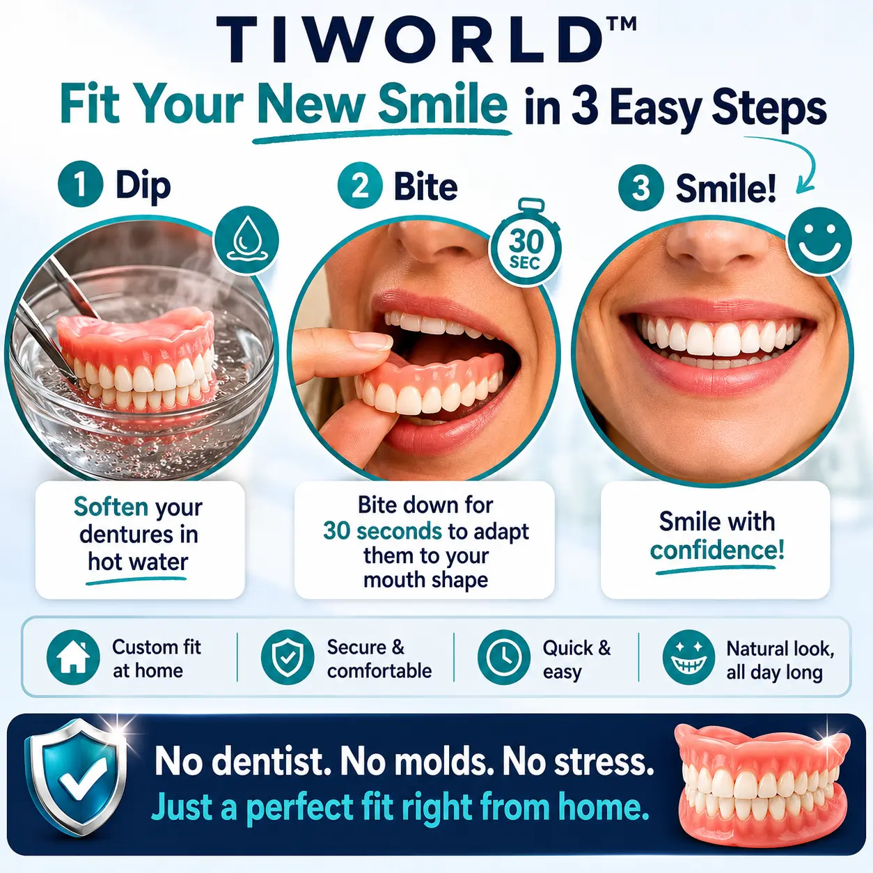 💖 🦷 TIWORLD™ Custom-Fit Dentures ⏰ ENDS TODAY 70% OFF | Smile with Confidence