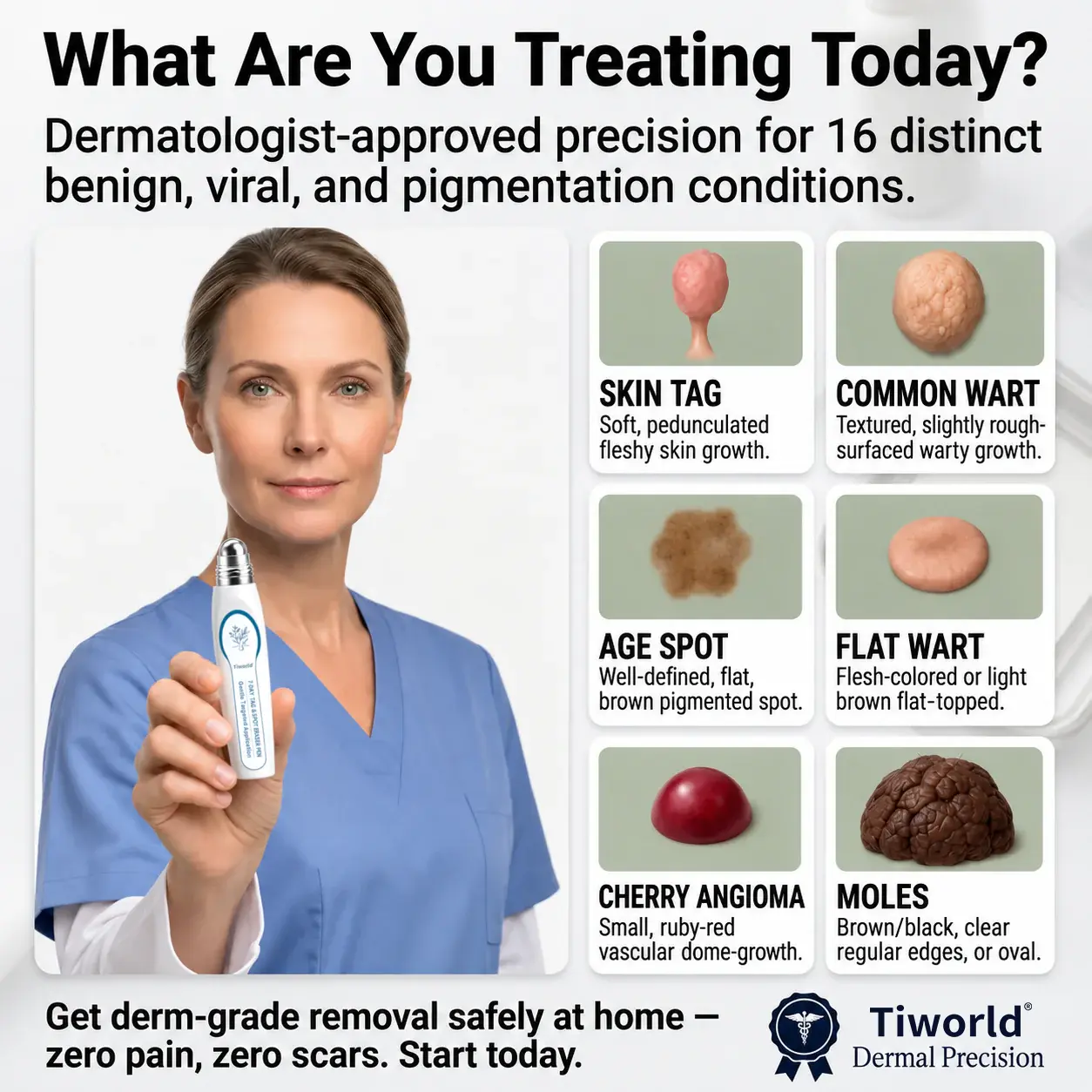 FDA Registered Facility | Tiworld® 7-Day Skin Tag & Spot Eraser Painle
– camelleshop