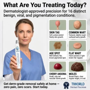 TIWORLD®👾𝟕-𝐃𝒂𝘆 𝐒𝗸𝐢𝐧 𝐓𝒂𝗴 & 𝐒𝐩𝙤𝐭 𝐄𝐫𝒂𝐬𝙚𝐫 Painless & Scar-Free Advanced Imperfection Removal Rollerball Pen