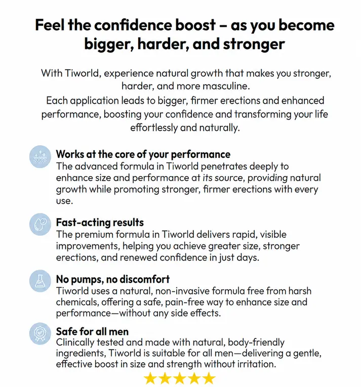 Tiworld® Cream for Men | Increase your penis size by up to 4.5 cm in just 7 days!