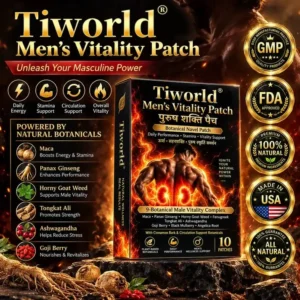Tiworld® Men's Vitality Patch – with Ginseng, Maca & Tribulus, Plant-Based Transdermal Energy Patch for Men